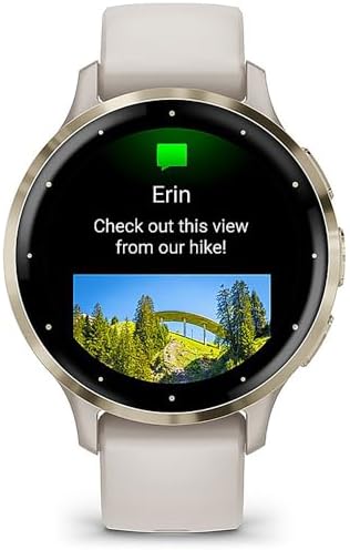 Garmin Venu 3S Soft Gold Stainless Steel Bezel AMOLED Smartwatch, 41mm Ivory Case, 010-02785-04 - Bundle w/Deco Essentials 18mm Nylon Elastic Bands