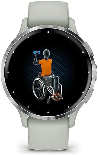 Garmin Venu 3S Silver Stainless Steel Bezel AMOLED Smartwatch, 41mm Sage Gray Case, 010-02785-01 - Bundle w/Deco Essentials 18mm Nylon Elastic Bands