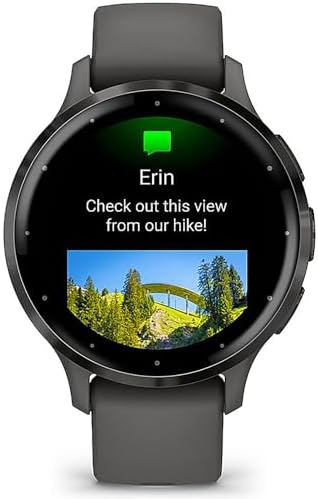 Garmin Venu 3S Slate Stainless Steel Bezel AMOLED Smartwatch, 41mm Pebble Gray Case, 010-02785-00 - Bundle w/Deco Essentials 18mm Nylon Elastic Bands