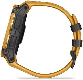 Garmin Instinct 3 – 50 mm, Solar, Rugged Outdoor GPS Smartwatch, Built-in Flashlight, Alpine Rush Collection Limited Edition Color, Sunburst with Sunburst/Gray Band