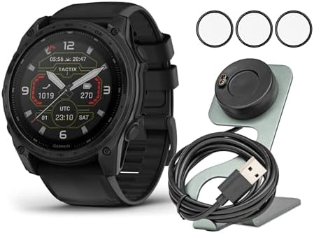 Garmin Tactix 8 51mm Sapphire Solar Elite Edition Smartwatch (Black) with Tempered Glass Screen Protector Film Bundle (13 Items)