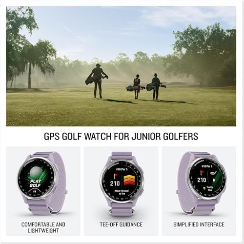 Garmin 010-03898-10 Approach J1 Silver Aluminum Bezel with Lilac ComfortFit Fabric Band Bundle with Deco Essentials Exclusive 26 Month CPS Enhanced Protection Pack