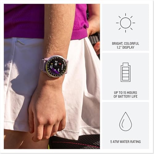 Garmin 010-03898-10 Approach J1 Silver Aluminum Bezel with Lilac ComfortFit Fabric Band Bundle with Deco Essentials Exclusive 26 Month CPS Enhanced Protection Pack
