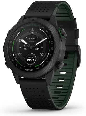 Garmin MARQ Golfer (Gen 2) Carbon Edition Smartwatch, Fused Carbon Fiber Case, Sapphire Lens, AMOLED Display, Advanced Golf Features & Virtual Caddie, Black Hybrid Strap, 010-02722-20 (Renewed)