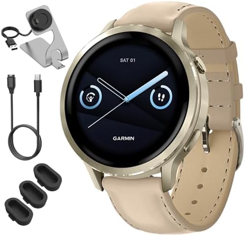 Garmin Venu 4 41mm Health and Fitness GPS Smartwatch, AMOLED, Lunar Gold with Bo...