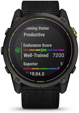 Garmin Enduro 3, Solar, Sapphire, Ultraperformance GPS Smartwatch, 90 Days Battery Life, Carbon Gray DLC Titanium with Black Ultrafit Nylon Strap Bundle
