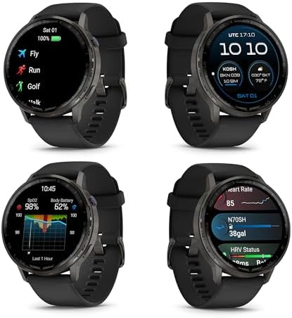 Garmin D2 Air X15 Aviation Smartwatch, 45mm AMOLED Touchscreen, GPS Direct-to Navigation, Aviation Weather, Built-in LED Flashlight, Slate with Black Silicone Band Bundle