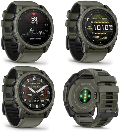 Garmin tactix 8 Tactical Smartwatch 51mm, AMOLED Touchscreen, Multiband GPS, Applied Ballistics Ultralight Solver, Titanium Sapphire Case, Built-in Flashlight, Olive Drab Cerakote Bundle