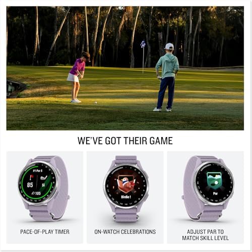 Garmin Approach J1, Junior Golf Watch with GPS, Bright and Colorful Display, Tee-Off Guidance, Essential Features for Learning and Improving, Lilac