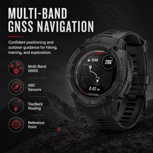 Garmin Instinct 2X Solar Tactical Edition, Solar Charging, Rugged GPS Smartwatch, Built-in Flashlight, Ballistics Calculator, Black 010-02805-13 Bundle with Deco Essentials Charging Dock Kit
