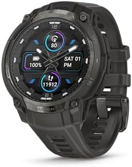 Garmin Instinct® Crossover AMOLED, Rugged Hybrid GPS Smartwatch with Analog Watch Hands and Bright AMOLED Display, Charcoal with Charcoal Silicone Band