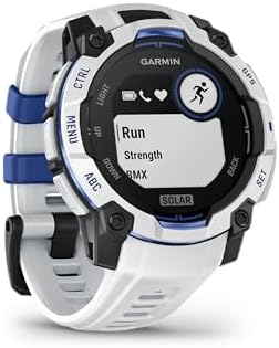 Garmin Instinct 3 – 45 mm, Solar, Rugged Outdoor GPS Smartwatch, Built-in Flashlight, Supernova Collection Limited Edition Color, Whitestone with Whitestone/Bolt Blue Silicone Band