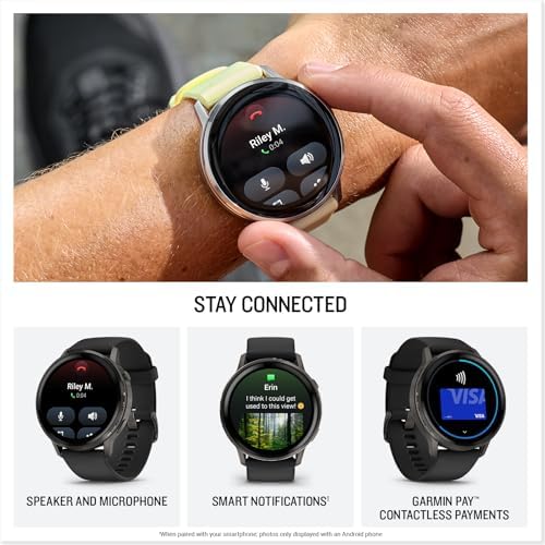 Garmin Venu 4, 45mm, Advanced Health and Fitness GPS Smartwatch, Bright and Colorful Display, Built-in Flashlight, 12 Days of Battery Life, Slate with Black Silicone Band