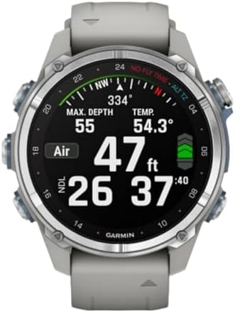 Garmin Descent Mk3 Watch Style-Dive Computer with Built-in ABC Sensors Customizable Dive Modes (43mm, Steel/Fog Gray) Bundle (2 Items)