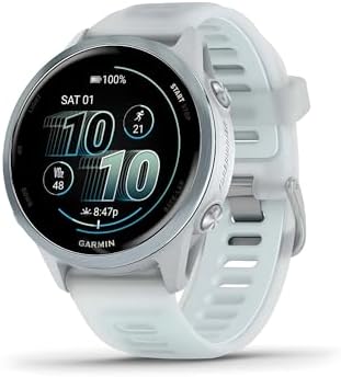 Garmin Forerunner 570 42mm Cloud Blue Aluminum GPS Smartwatch (2 Items) | Garmin Forerunner 570 42mm Aluminum GPS Watch, 1.2 Amoled 390×390, 10 Days/18 Hr GPS, 5 Atm, Bundle with Clip-on Flashlight