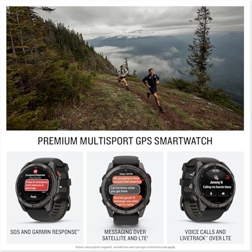 Garmin Fenix 8 Pro 51mm, AMOLED Display, inReach Technology, Premium Connected Multisport Fitness Tracker GPS Smartwatch, Sapphire Carbon Gray DLC Titanium with Black/Pebble Gray Silicone Band Bundle