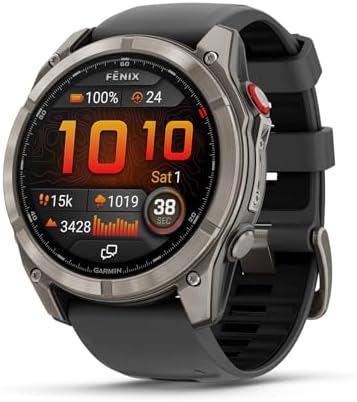 Garmin Fenix 8 Pro, 51mm, AMOLED Display, Multisport Fitness GPS Smartwatch, Sapphire Titanium with Graphite/Black Silicone Band, Wilderness Bundle with inReach Mini 2 Satellite Communicator and More