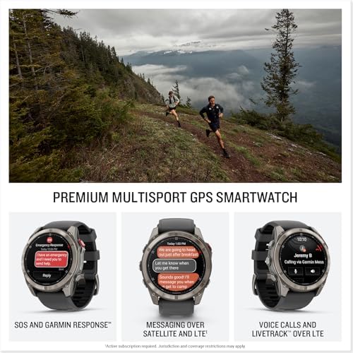 Garmin Fenix 8 Pro, 51mm, AMOLED Display, Multisport Fitness GPS Smartwatch, Sapphire Titanium with Graphite/Black Silicone Band, Wilderness Bundle with inReach Mini 2 Satellite Communicator and More