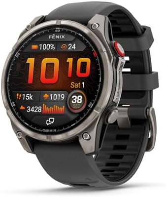 Garmin fēnix 8 Pro, 47mm, AMOLED Display, Premium Connected Multisport GPS Smartwatch, inReach Technology, Sapphire, Titanium with Graphite/Black Silicone Band