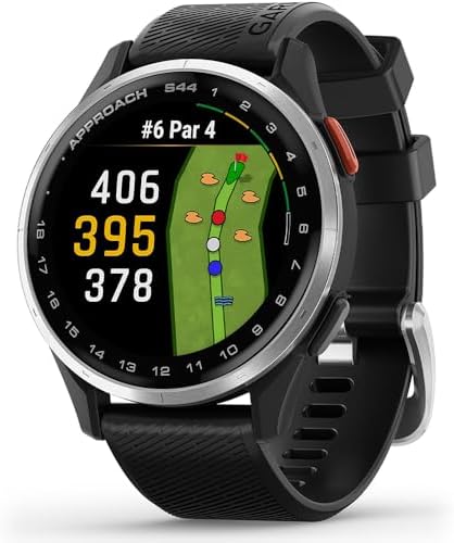 Garmin 010-03009-01 Approach S44 GPS Golf Smartwatch, Silver Aluminum Bezel with Twilight Band Bundle with Deco Essentials Exclusive 26 Month CPS Enhanced Protection Pack