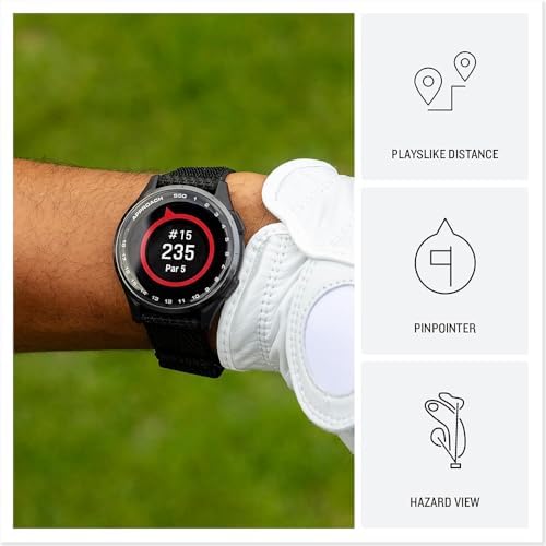 Garmin Approach S50, Advanced Golf GPS Smartwatch, AMOLED Display, On-Course Features, Cream Gold Aluminum Bezel with Ivory ComfortFit Nylon Band - Bundle w/Deco Essentials 2-Year CPS Plan