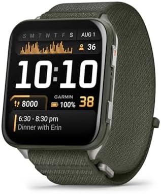 Garmin Venu X1 Moss with Titanium Caseback and Moss ComfortFit Band Bundle with Storage Case and Smartwatch Accessory (3 Items)