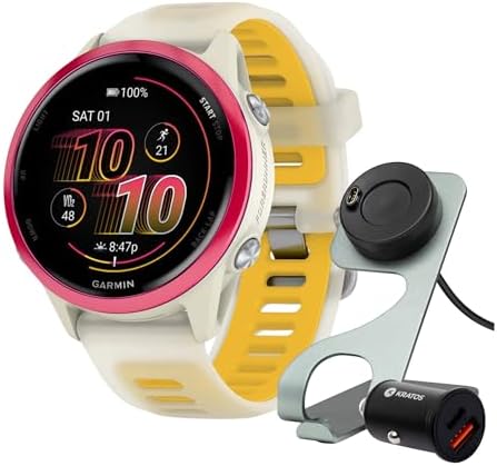 Garmin Forerunner 570 42mm GPS Running Smartwatch (Raspberry/Mango Band) Bundle ...