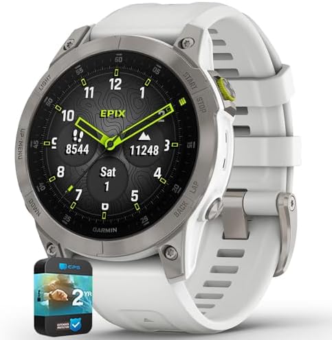 Garmin 010-N2582-20 Epix Gen 2 Premium Active Smartwatch 47 mm White Titanium (R...