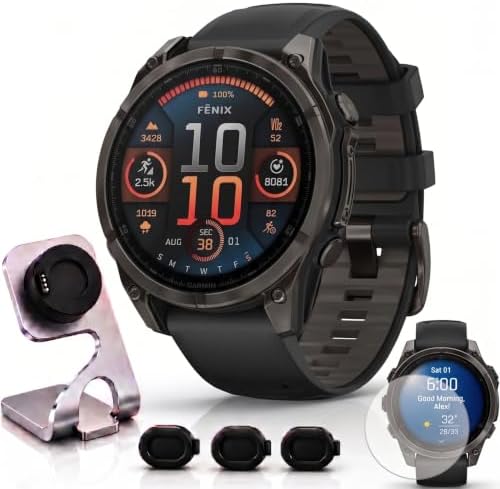 Garmin Fenix 8 47mm AMOLED Sapphire Multisport GPS Smartwatch, Carbon Gray Titan...