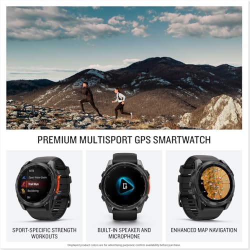 Garmin fēnix 8 – 51 mm, AMOLED, Premium Multisport GPS Smartwatch, Long-Lasting Battery Life, Dive-Rated, Built-in LED Flashlight, Slate Gray with Black Band (Renewed)