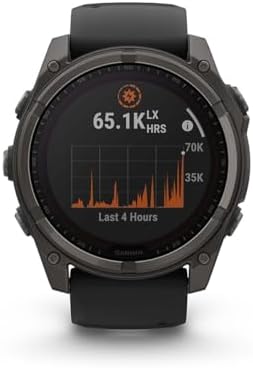 Garmin Fenix 8 47mm Solar Sapphire Multisport GPS Smartwatch, Carbon Gray DLC Titanium with Black/Pebble Gray, 010-02906-10 - Bundle w/Deco Essentials Charging Dock, Dust Cover and USB-C Cable