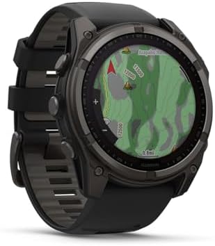 Garmin Fenix 8 47mm Solar Sapphire Multisport GPS Smartwatch, Carbon Gray DLC Titanium with Black/Pebble Gray, 010-02906-10 - Bundle w/Deco Essentials Charging Dock, Dust Cover and USB-C Cable