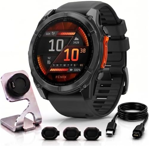 Garmin Fenix 8 51mm AMOLED Multisport GPS Smartwatch, Slate Gray with Black Sili...
