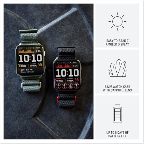Garmin Venu X1, Thin and Lightweight GPS Smartwatch, AMOLED Display, Advanced Health and Fitness Features, Moss with Titanium Caseback and Moss ComfortFit Nylon Band