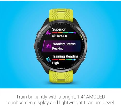 Garmin 010-02809-02 Forerunner 965 Running Smartwatch Amp Yellow and Black Bundle with Silicone Dust Cover 3 Pack, 1.4 Inch Screen Protector and 2 YR CPS Enhanced Protection Pack