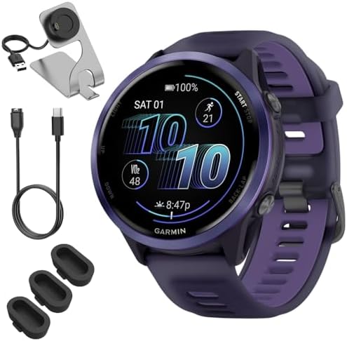Garmin 010-02971-02 Forerunner 570-47mm GPS Smartwatch, Aluminum and Purple/Indi...