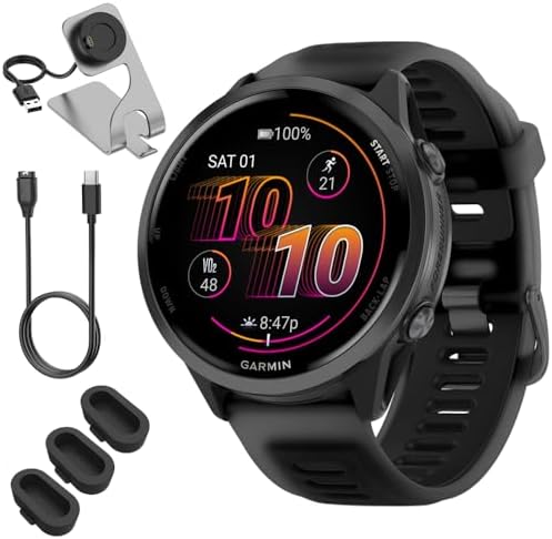 Garmin 010-02971-00 Forerunner 570-47mm GPS Smartwatch, Aluminum and Black Band ...