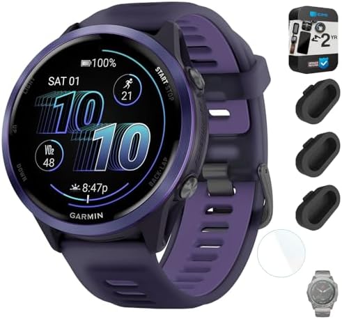 Garmin Forerunner 570-47mm GPS Smartwatch, Aluminum and Purple/Indigo Band Bundl...