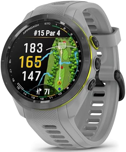 Garmin 010-02746-01 Approach S70 42 mm Premium GPS Golf Watch Powder Grey Band Bundle with Deco Essentials Silicone Dust Cover 3 Pack, 1.4 Inch Screen Protector and 2 YR CPS Enhanced Protection Pack