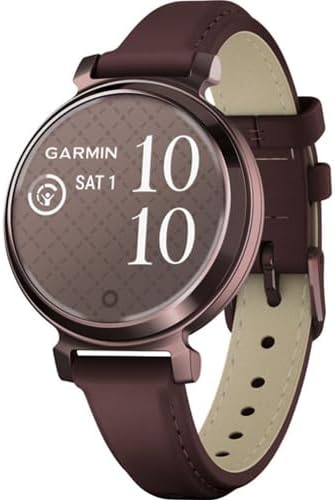 Garmin Lily 2 Classic Dark Bronze with Mulberry Leather Band Smartwatch Bundle with Charging Dock for Venu 3 + Silicone Dust Cover (3-Pack) + Tempered Glass Screen Protector (2-Pack)