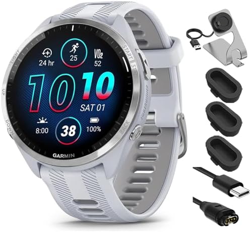 Garmin 010-02809-01 Forerunner 965 Running Smartwatch Whitestone and Powder Gray...