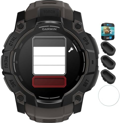 Garmin 010-03020-00 Instinct 3-50 mm Outdoor GPS Smartwatch AMOLED Black with Black Band Bundle with Silicone Dust Cover 3 Pack, Screen Protector and 2 YR CPS Enhanced Protection Pack