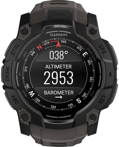 Garmin Instinct 3-50 mm Outdoor GPS Smartwatch, AMOLED, Black with Black Band Bundle with Deco Essentials Charging Dock for Venu 3 + Silicone Dust Cover + Round Tempered Glass Screen Protector