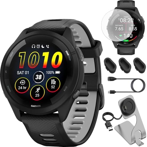 Garmin Forerunner 265 Running GPS Smartwatch, AMOLED Display, 46mm, Black/Powder...