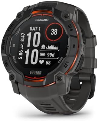 Garmin Instinct 3 50mm, Solar Charged Display, Rugged Outdoor GPS Smartwatch, M...