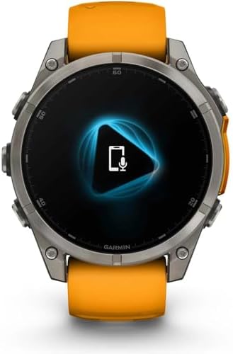 Garmin Fenix 8 47mm AMOLED Sapphire Multisport GPS Smartwatch, Titanium with Spark Orange Silicone Band, 010-02904-10 - Bundle w/Deco Essentials Screen Protector, Dust Cover and USB-C Cable