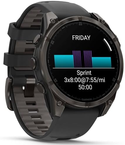 Garmin Fenix 8 47mm AMOLED Sapphire Multisport GPS Smartwatch, Carbon Gray Titanium with Black Silicone Band, 010-02904-20 - Bundle w/Deco Essentials 2-Year CPS Plan