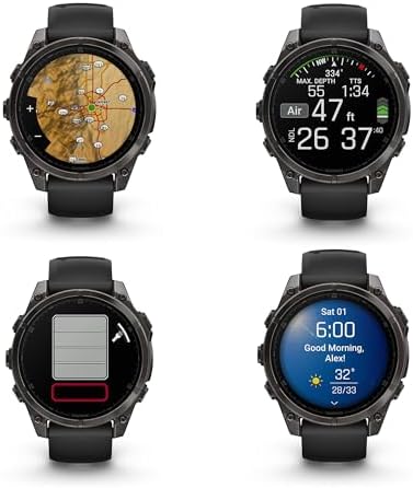 Garmin Fenix 8 47MM AMOLED Sapphire Premium Multisport GPS Smartwatch Carbon Gray DLC Titanium with Gray Silicone Band, Health & Fitness Smart Watch Bundle with Approach Z30 Golf Laser Range Finder