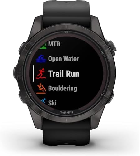 Garmin Fenix 7S Pro Solar, Sapphire, Carbon Gray DLC Titanium, Black Bundle with 2 Year Enhanced Protection Pack