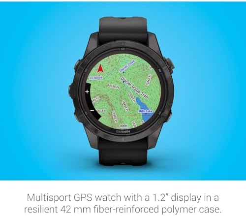 Garmin Fenix 7S Pro Solar, Sapphire, Carbon Gray DLC Titanium, Black Bundle with 2 Year Enhanced Protection Pack